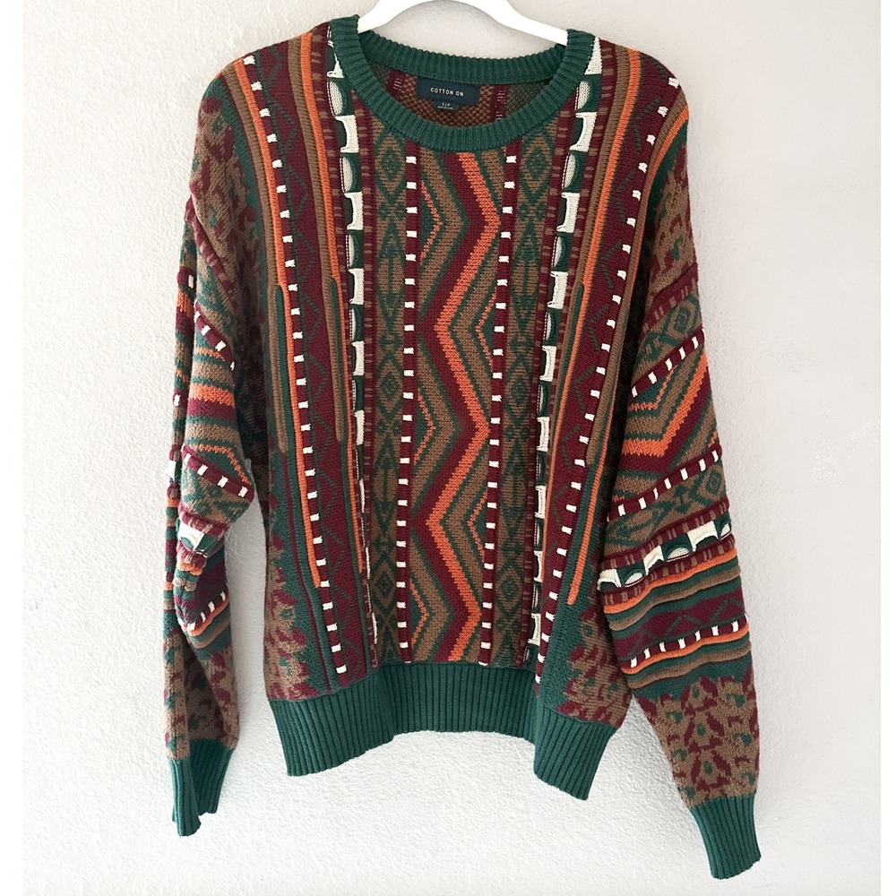 Cotton On Geometric Pattern Crewneck‎ Sweater Coogie Style Size Small